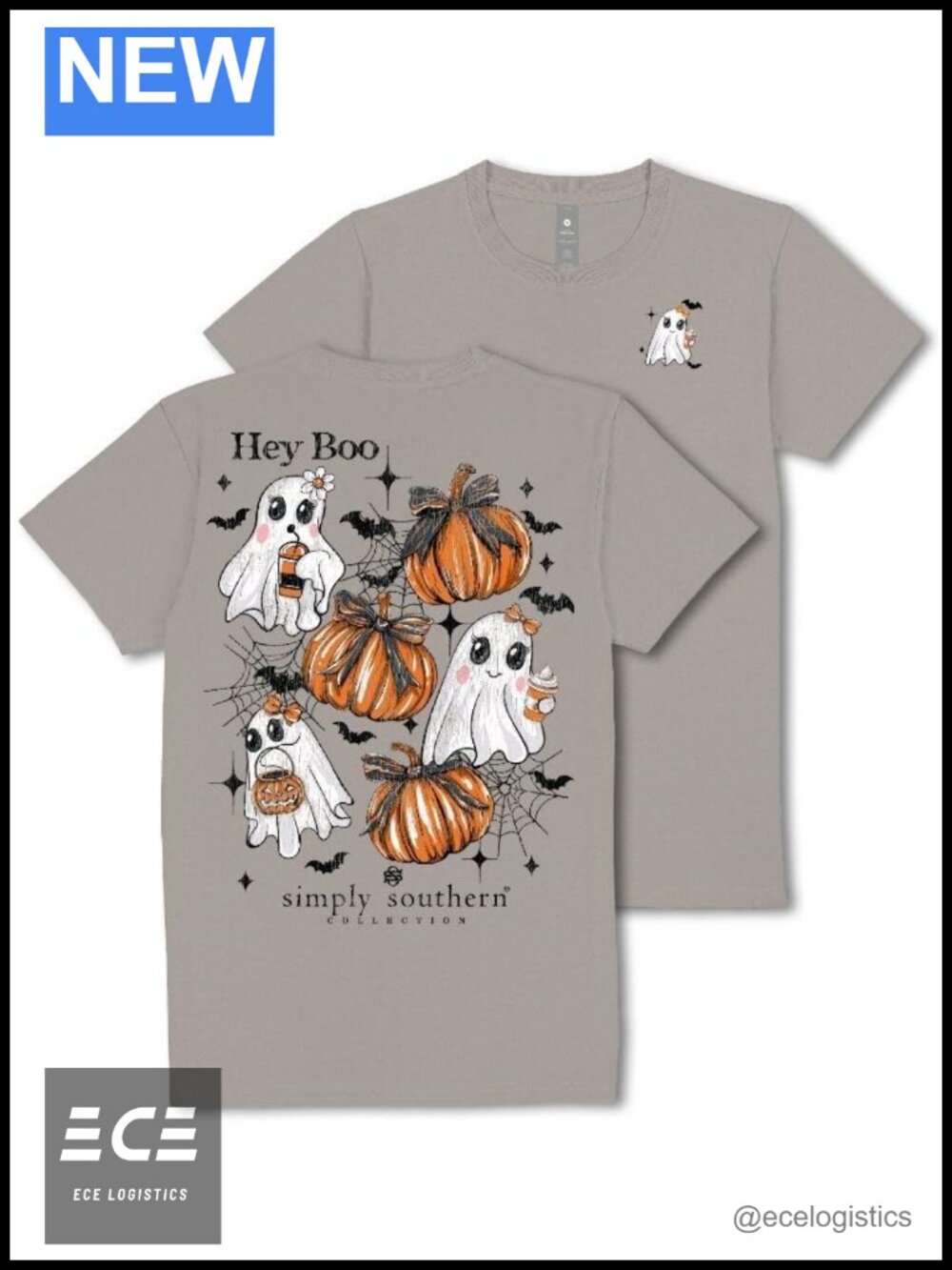Simply Southern Halloween Ghost Pumpkin T-Shirt Crew Neck Short Sleeve